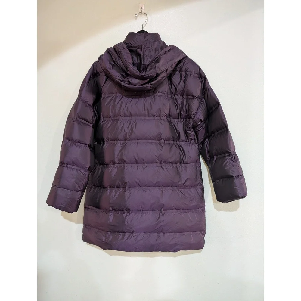Zara Down Puffer Jacket Small Deep Purple 60/40 Feather Water Repellent Hooded‎ - Picture 8 of 8